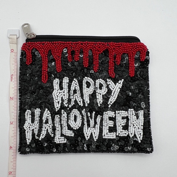 Bloody Sequins and Seed Bead Happy Halloween Pouch - Picture 5 of 5